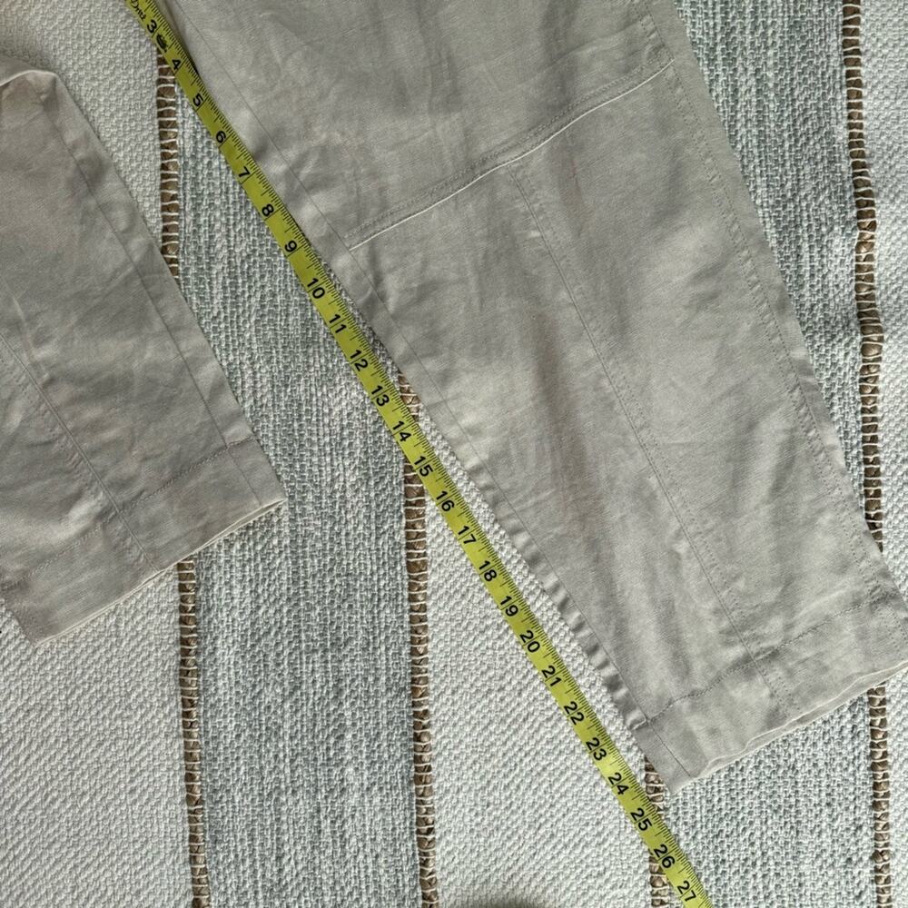 Zara Beige Oatmeal Linen Blend Tapered Leg High Rise Pants 25” Women’s Medium - Picture 6 of 12